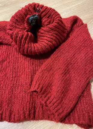 Стильный мягкий тёплый свитер с горлом цвет марсала10 фото