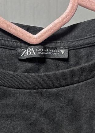 Базовый кроп топ zara xs/s черный лонгслив в рубчик водолазка гольф кроп топик лонг4 фото