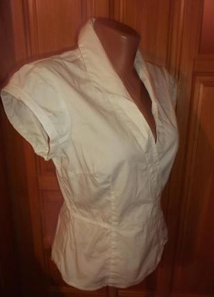 Блуза  рубашка баска запах белая р. 36-m - ccdk