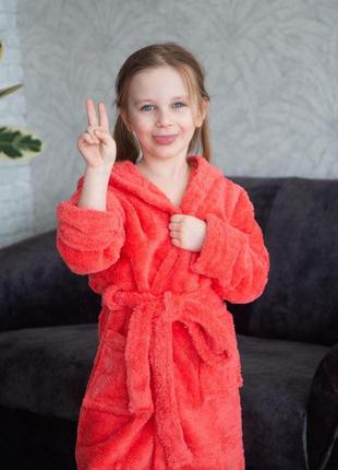 Халат детский теплый для девочки с капюшоном. плюшевые халаты для детей и подростков.4 фото