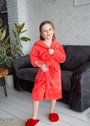 Халат детский теплый для девочки с капюшоном. плюшевые халаты для детей и подростков.