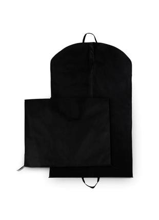 Чохол для зберігання одягу 60х150 см із повітропроникної тканини "спанбонд", дві ручки, колір чорний4 фото