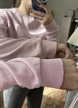 Базовый свитшот hype s/m укороченный розовый свитшот женски с необработанным краем на манжетах1 фото