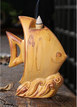 Подставка "родкая дым" керамика "рыбка" коричневая2 фото