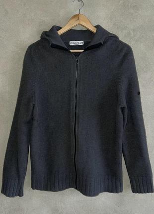 Stone island wool чоловічий светр на замку шерсть