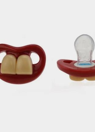 Ортодонтична силіконова соска-пустушка з зубками два зубчики