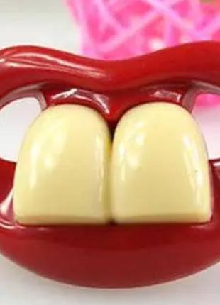 Ортодонтична силіконова соска-пустушка з зубками два зубчики2 фото
