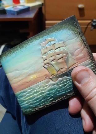 Украинский подарочный кошелек бифолд «корабль»4 фото