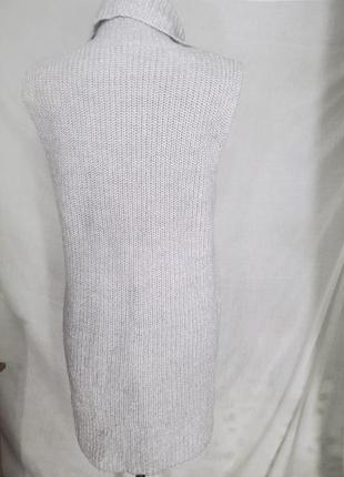 Безрукавка кофта длинная свитер без рукавов жилет теплый серый george под горло водолазка7 фото