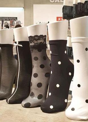 Суперефектні шкарпетки з мікрофібри в чорному та білому кольорі в принт великий горошок!!