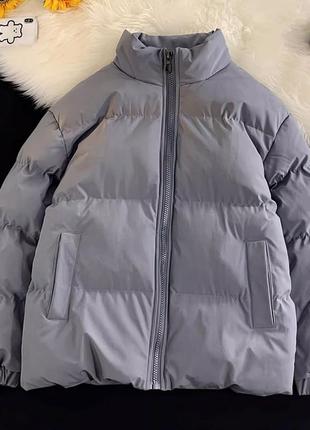 Куртка женская теплая зимняя на зиму базовая без капюшона утепленная мехом черная серая белая пуховик батал короткая стеганая6 фото