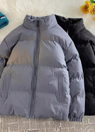 Куртка женская теплая зимняя на зиму базовая без капюшона утепленная мехом черная серая белая пуховик батал короткая стеганая8 фото