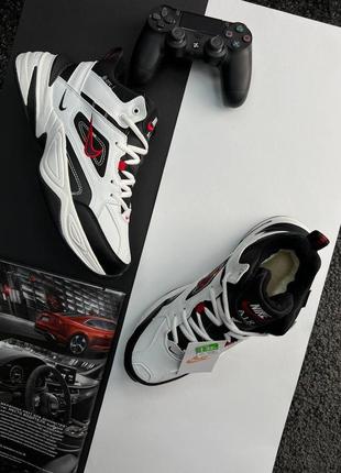 Чоловічі кросівки nike force m2k tekno mid strike black red fur | найк утеплені | шкіра, хутро | зима | взуття | зимові кросівки з хутром