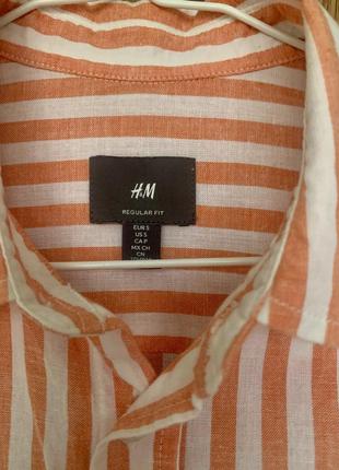 Лляна сорочка від h&m, сорочка у поморанчеву смужку7 фото