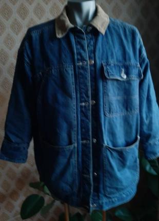 Джинсова куртка на тонкому синтепоні. розмір 54-58