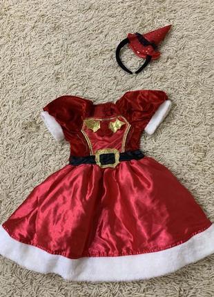 Сукня новорічна помічниця санти на9-12міс