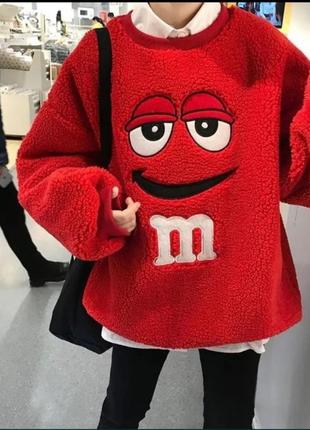 Красный свитшот кофта на флисе m&amp;m