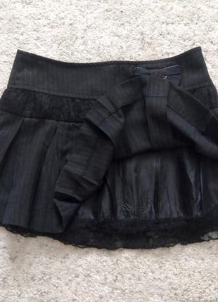 Плиссированная юбка. черная с кружевом3 фото
