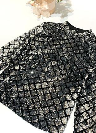Красивая бархатная блуза в пайетки от asos (unigue21)4 фото