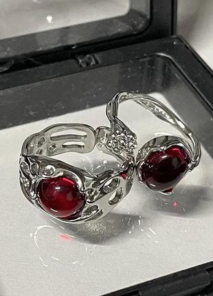 Женское регулируемое кольцо с красным камнем опалом, тренд, винтаж, красота, сталь, подарок, скидка, акция