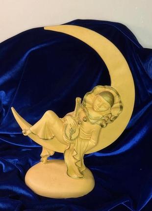 Унікальна авторська статуетка 1984 року - пʼєро на місяці вінтаж старовинне новий рік гіпс