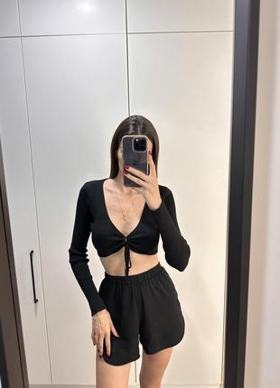 Трикотажний топ , вкорочена кофта, кардиган  в стилі zara, mango, ivina, miss diamond2 фото