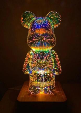 3d rgb нічник ведмедик, світильник bearbrick  хамелеон 564-s3