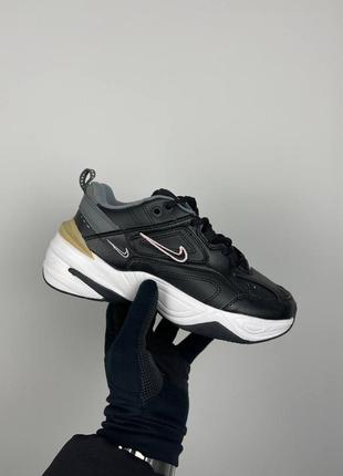 Женские кроссовки найк nike m2k tekno black  pink logo ao3108-011