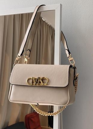 Сумка michael kors parker medium logo crossbody bag beige3 фото