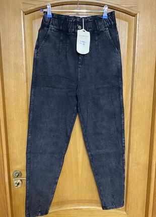 Новые тёплые модные джинсы на тонком флисе на резинке тянуться 50 р осень зима1 фото