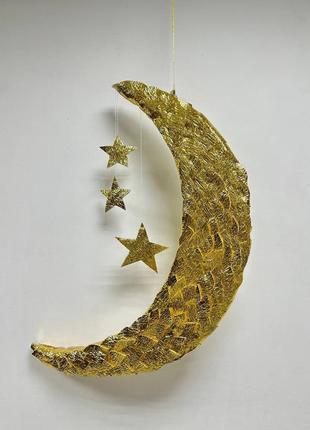 Декор в детскую, декор в гостинную  на веранду, месяц луна картина панно подарок на праздник