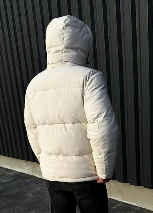 Чоловіча тепла коротка зимова вельветова біла куртка відмінної якості4 фото