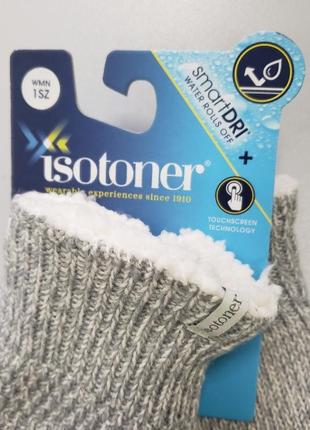 Isotoner женские варежки рукавички теплые зимние серые вязаные3 фото