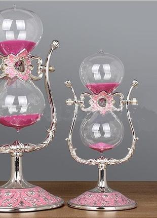 Пісочний годинник на підставці ретро рожевий 29х14 см (30 хв)