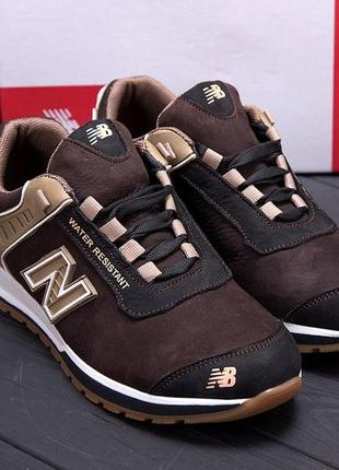 Мужские кожаные кроссовки nb clasic brown, мужские туфли коричневые, кеды повседневные. мужская обувь8 фото