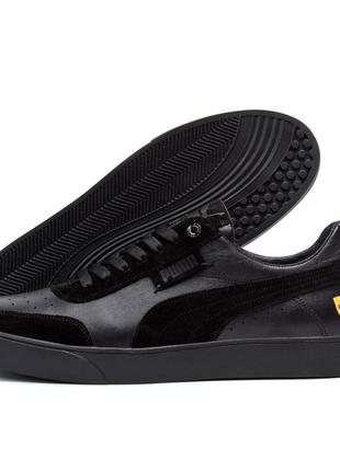 Мужские кожаные кроссовки puma (пума) ferrari black, мужские туфли черные, кеды повседневные. мужская обувь2 фото