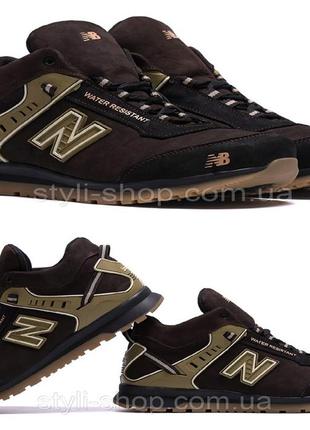 Чоловічі зимові шкіряні кросівки nb clasic brown, чоботи, кросівки зимові коричневі, спортивні черевики