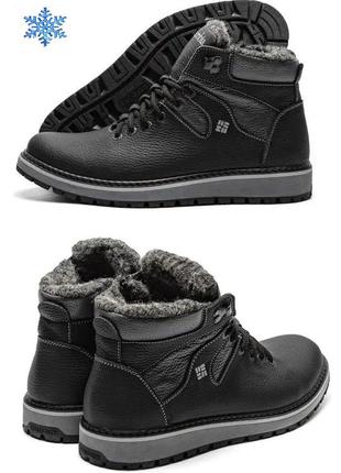 Чоловічі зимові шкіряні черевики barzoni black flotar, чоботи, кросівки зимові чорні. чоловіче взуття