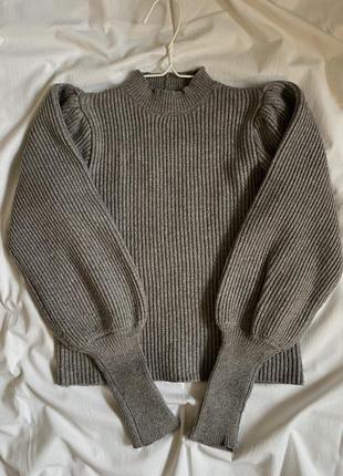 Кофта с объемными рукавами, вязаный свитер