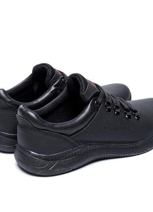 Мужские кожаные кроссовки colum 602 black, мужские кожаные туфли черные, кеды повседневные. мужская обувь2 фото