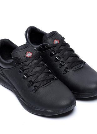 Мужские кожаные кроссовки colum 602 black, мужские кожаные туфли черные, кеды повседневные. мужская обувь5 фото