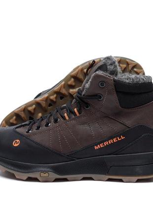 Мужские зимние кожаные ботинки merrell chocolate, сапоги, кроссовки зимние коричневые, спортивные ботинки5 фото