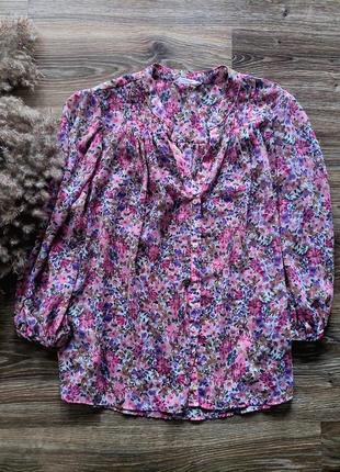 Изысканная шифоновая блуза блузка в цветочный принт от mango8 фото