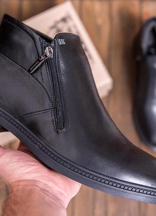Мужские  зимние кожаные ботинки натуральной кожи vankristi, сапоги, кроссовки черные, спортивные ботинки10 фото