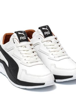 Чоловічі шкіряні кросівки puma (пума) rs white, чоловічі шкіряні туфлі білі, кеди повсякденні. чоловіче взуття2 фото