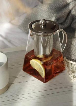 Скляний чайник-заварник edenberg 750 мл. термостійкі до 500 градусів, чайник для заварювання. заварні чайники