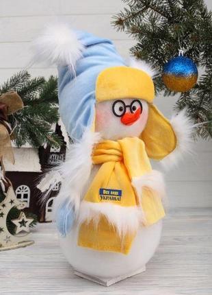 Інтер'єрна фігурка новорічна сніговик все буде україна 40 см, різдвяний сніговик. новорічні фігурки1 фото