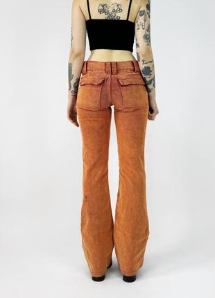 Винтажные вельветовые брюки кльош помаранчевые6 фото