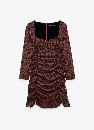 Шикарное платье zara printed dress with draping - m