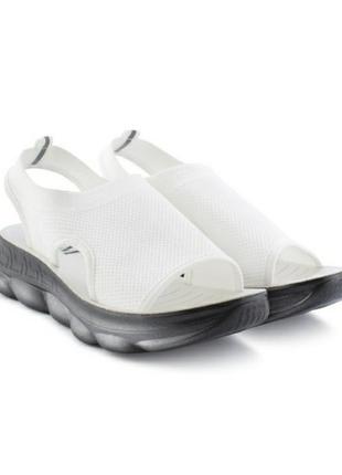 Белые босоножки сандалии из текстиля на платформе толстой подошве массивные2 фото